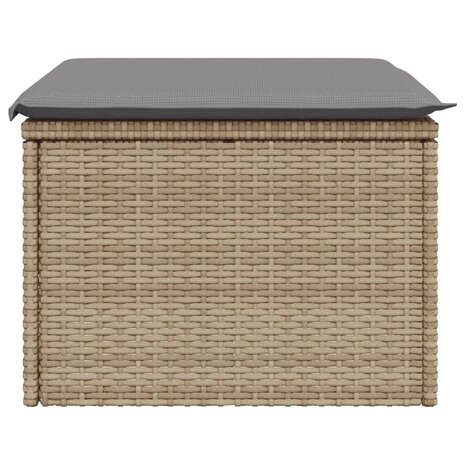 Tuinkruk met kussen 55x55x37 cm poly rattan beige