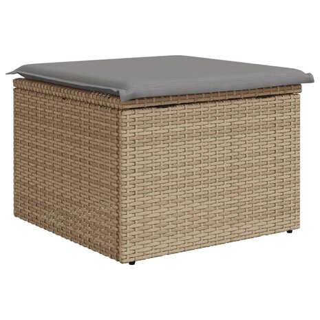 Tuinkruk met kussen 55x55x37 cm poly rattan beige