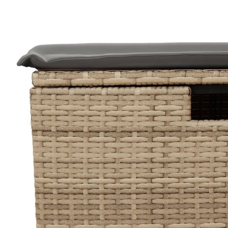Tuinkruk met kussen 55x55x37 cm poly rattan beige
