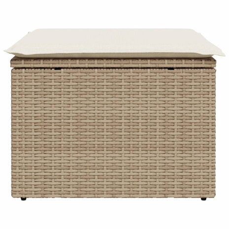 Tuinkruk met kussen 55x55x37 cm poly rattan beige