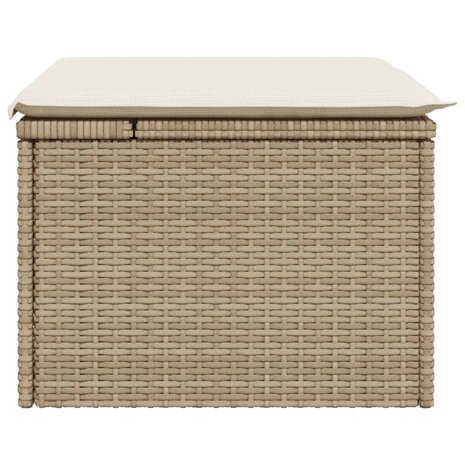 Tuinkruk met kussen 55x55x37 cm poly rattan beige