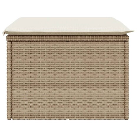 Tuinkruk met kussen 55x55x37 cm poly rattan beige