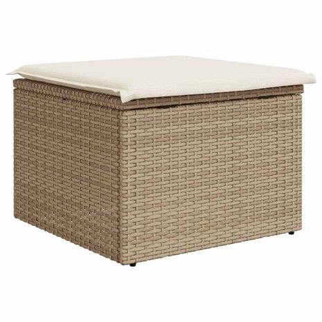 Tuinkruk met kussen 55x55x37 cm poly rattan beige