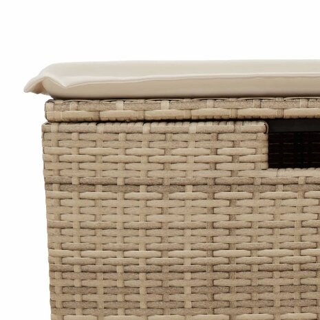 Tuinkruk met kussen 55x55x37 cm poly rattan beige