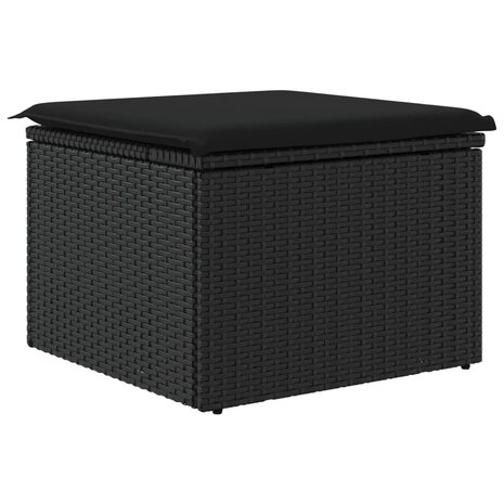 Tuinkruk met kussen 55x55x37 cm poly rattan zwart