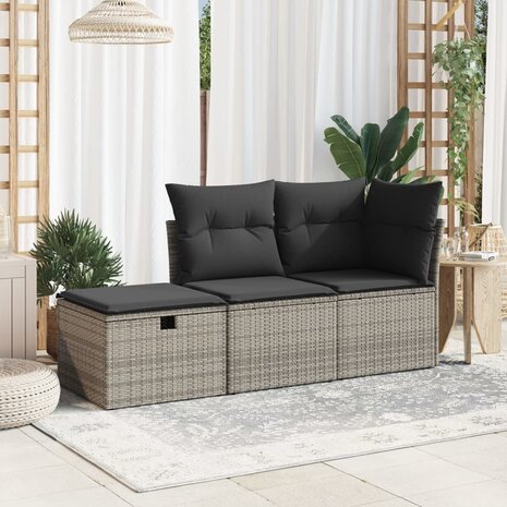 Tuinkruk met kussen 55x55x37 cm poly rattan grijs