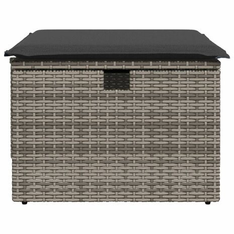 Tuinkruk met kussen 55x55x37 cm poly rattan grijs