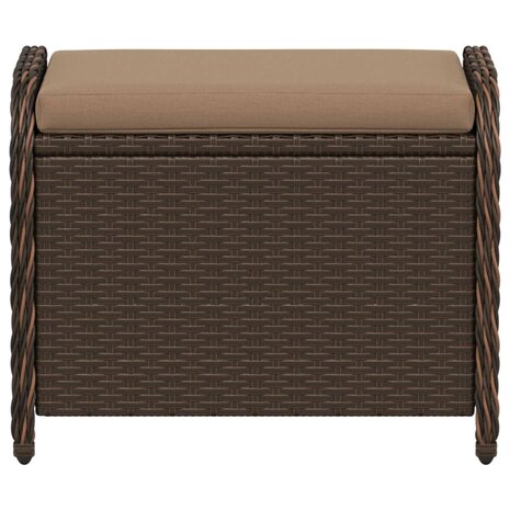 Tuinkruk met kussen 58x46x46 cm poly rattan bruin