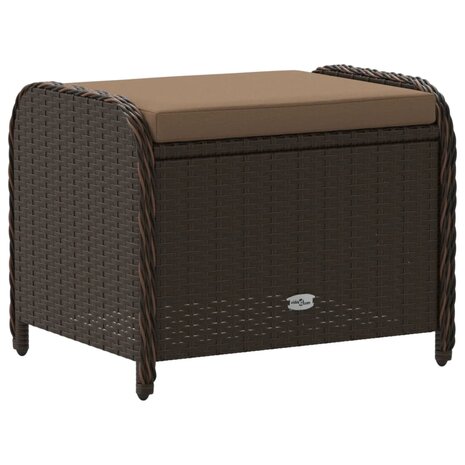 Tuinkruk met kussen 58x46x46 cm poly rattan bruin