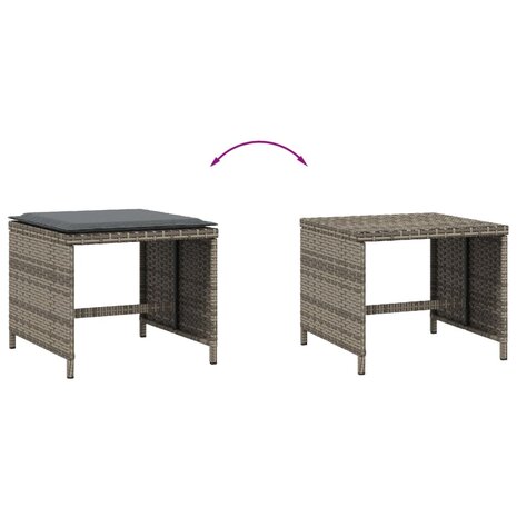 Tuinkrukken 4 st met kussens 41x41x36 cm poly rattan grijs