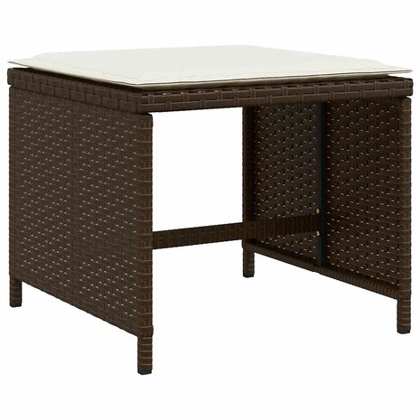 Tuinkrukken 4 st met kussens 41x41x36 cm poly rattan bruin