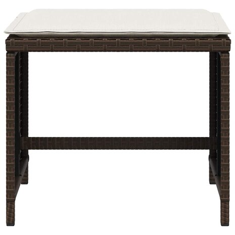 Tuinkrukken 4 st met kussens 41x41x36 cm poly rattan bruin