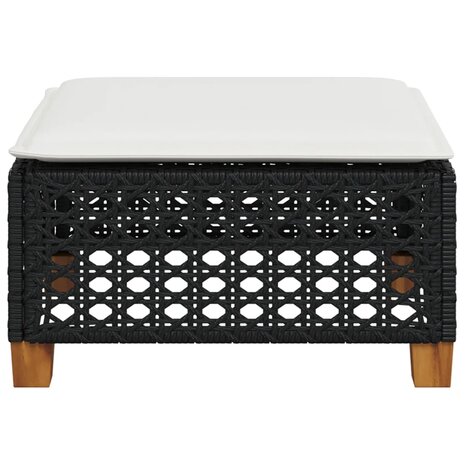 Tuinkruk met kussen 63,5x56x32 cm poly rattan zwart