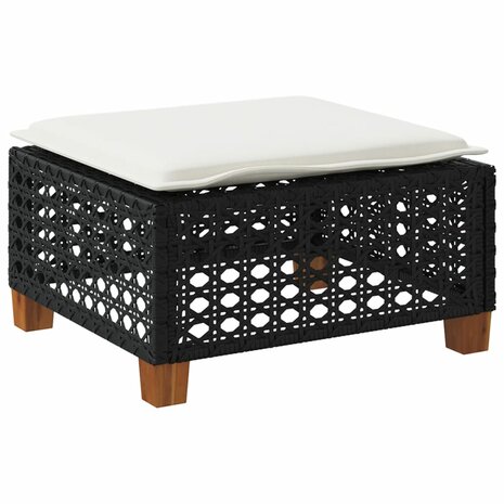 Tuinkruk met kussen 63,5x56x32 cm poly rattan zwart