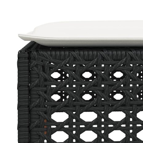 Tuinkruk met kussen 63,5x56x32 cm poly rattan zwart