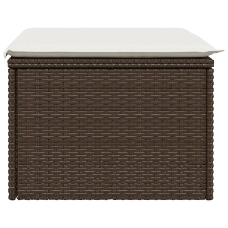 Tuinkruk met kussen 55x55x37 cm poly rattan bruin