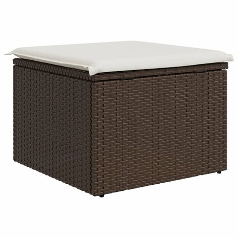 Tuinkruk met kussen 55x55x37 cm poly rattan bruin