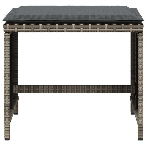 Tuinkrukken 4 st met kussens 40x40x35 cm poly rattan grijs