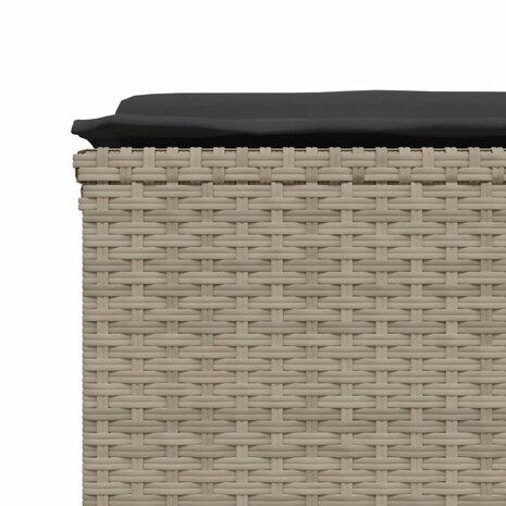 Tuinkrukken met kussens 4 st poly rattan lichtgrijs