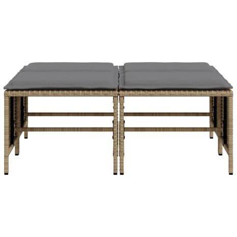 Tuinkrukken met kussens 4 st poly rattan beige
