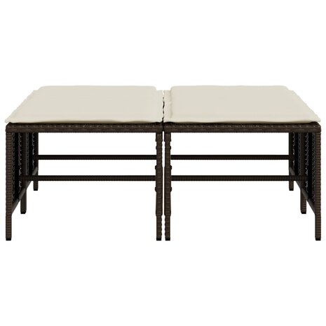 Tuinkrukken met kussens 4 st poly rattan bruin