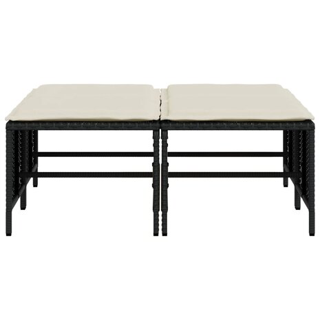 Tuinkrukken met kussens 4 st poly rattan zwart