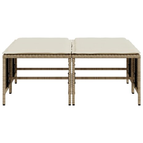 Tuinkrukken met kussens 4 st poly rattan beige