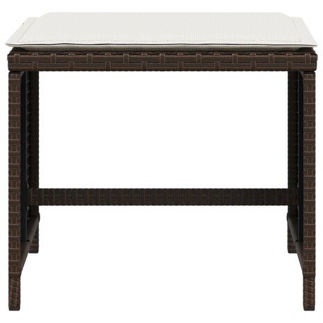 Tuinkrukken 4 st met kussens 40x40x35 cm poly rattan bruin