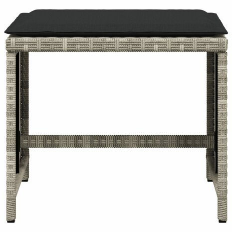 Tuinkrukken 4 st met kussens 40x40x35 cm poly rattan lichtgrijs