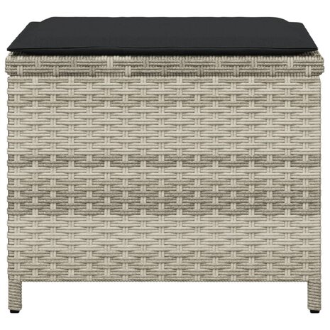 Tuinkrukken 4 st met kussens 40x40x35 cm poly rattan lichtgrijs