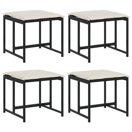 Tuinkrukken met kussens 4 st poly rattan zwart