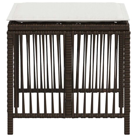 Tuinkrukken 4 st met kussens 41x41x36 cm poly rattan bruin