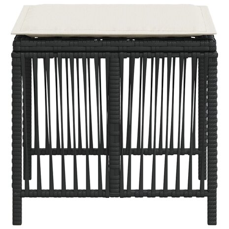 Tuinkrukken 4 st met kussens 41x41x36 cm poly rattan zwart