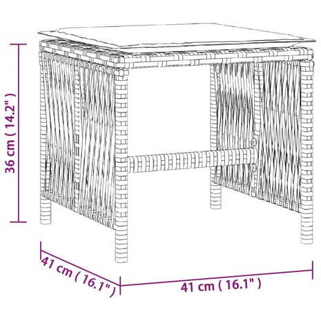 Tuinkrukken 4 st met kussens 41x41x36 cm poly rattan lichtgrijs