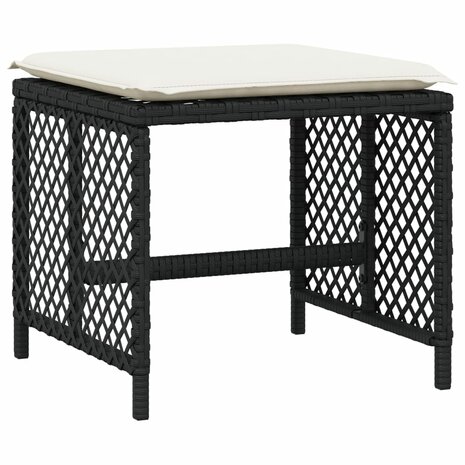 Tuinkrukken 4 st met kussens 41x41x36 cm poly rattan zwart