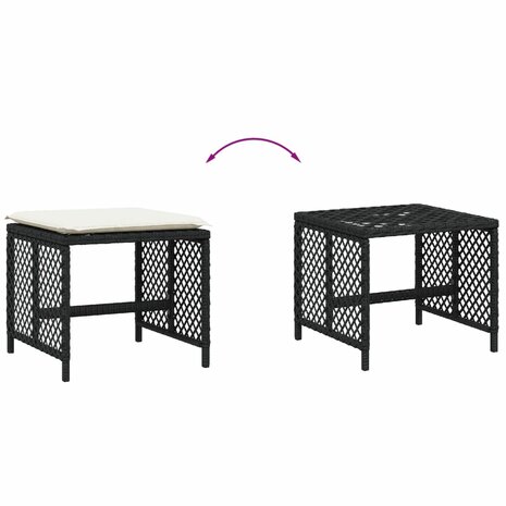 Tuinkrukken 4 st met kussens 41x41x36 cm poly rattan zwart