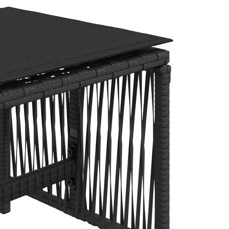 Tuinkrukken 4 st met kussens 41x41x36 cm poly rattan zwart