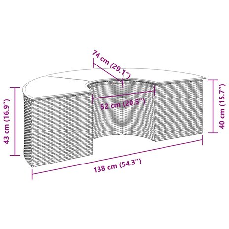 Voetensteun met kussen poly rattan zwart