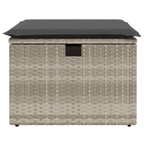 Tuinkruk met kussen 55x55x37 cm poly rattan lichtgrijs