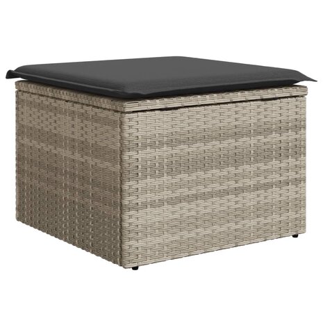 Tuinkruk met kussen 55x55x37 cm poly rattan lichtgrijs