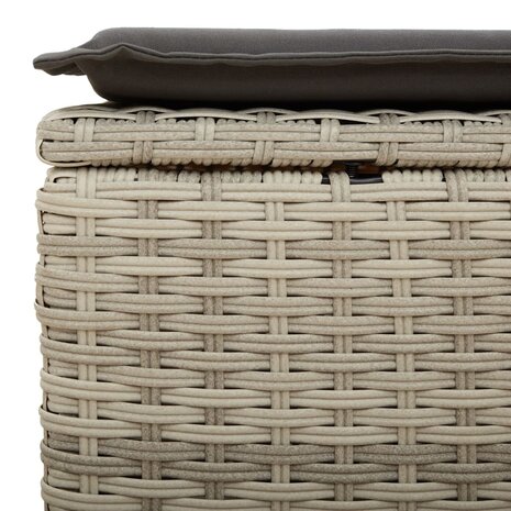 Tuinkruk met kussen 55x55x37 cm poly rattan lichtgrijs