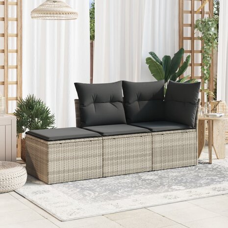 Tuinkruk met kussen 55x55x37 cm poly rattan lichtgrijs