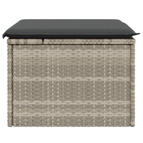 Tuinkruk met kussen 55x55x37 cm poly rattan lichtgrijs
