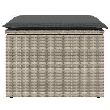Tuinkruk met kussen 55x55x37 cm poly rattan lichtgrijs