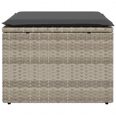 Tuinkruk met kussen 55x55x37 cm poly rattan lichtgrijs