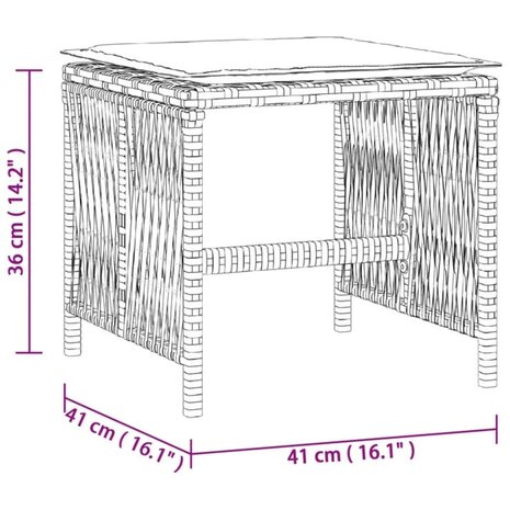 Tuinkrukken 4 st kussens 41x41x36 cm poly rattan gemengd beige