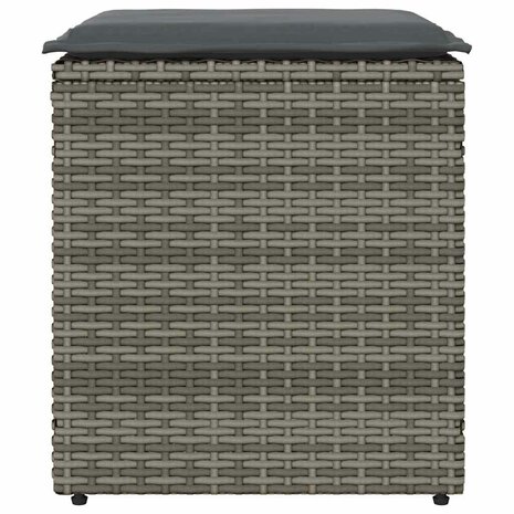Tuinkrukken met kussens 2 st 40x40x43 cm poly rattan grijs