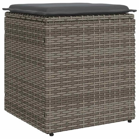Tuinkrukken met kussens 2 st 40x40x43 cm poly rattan grijs