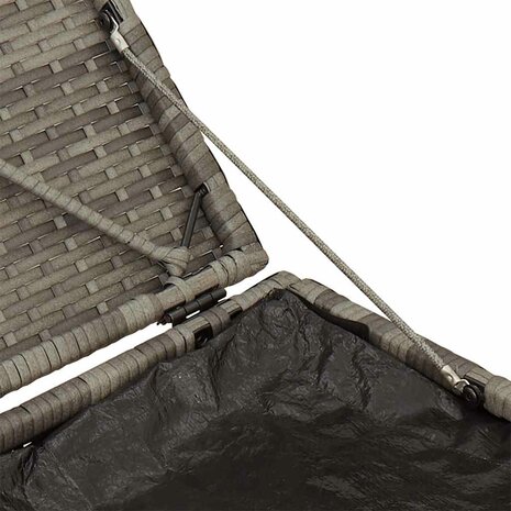 Tuinkrukken met kussens 2 st 40x40x43 cm poly rattan grijs