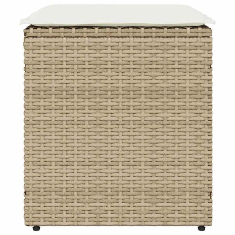 Tuinkrukken met kussens 2 st 40x40x43 cm poly rattan beige